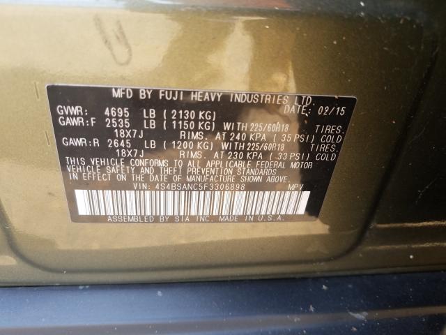 Photo 9 VIN: 4S4BSANC5F3306898 - SUBARU OUTBACK 2. 