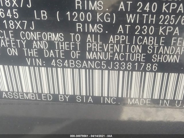 Photo 8 VIN: 4S4BSANC5J3381786 - SUBARU OUTBACK 