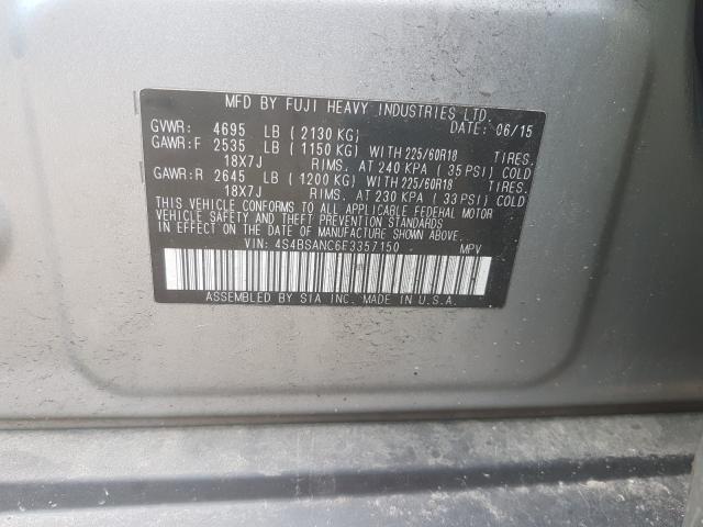 Photo 9 VIN: 4S4BSANC6F3357150 - SUBARU OUTBACK 