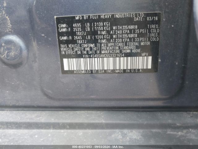 Photo 8 VIN: 4S4BSANC6G3321654 - SUBARU OUTBACK 