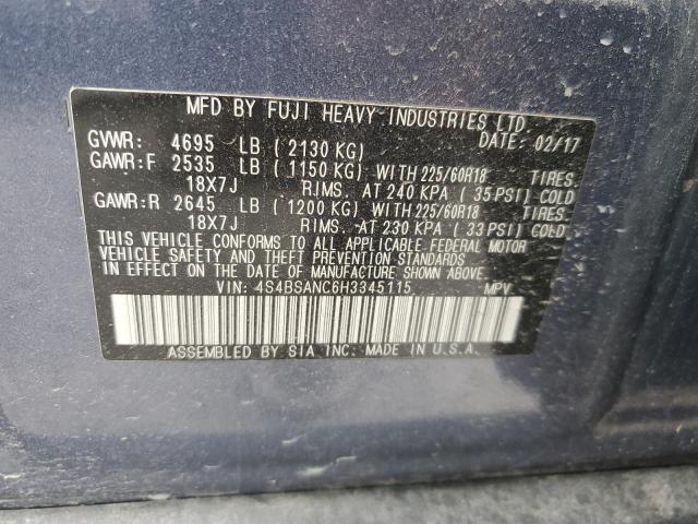 Photo 12 VIN: 4S4BSANC6H3345115 - SUBARU OUTBACK 2. 