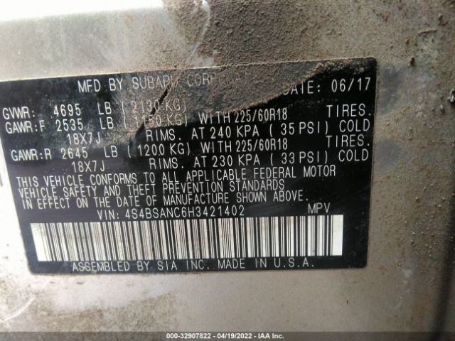 Photo 8 VIN: 4S4BSANC6H3421402 - SUBARU OUTBACK 