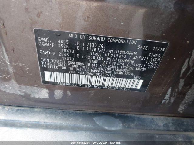 Photo 8 VIN: 4S4BSANC6K3285120 - SUBARU OUTBACK 