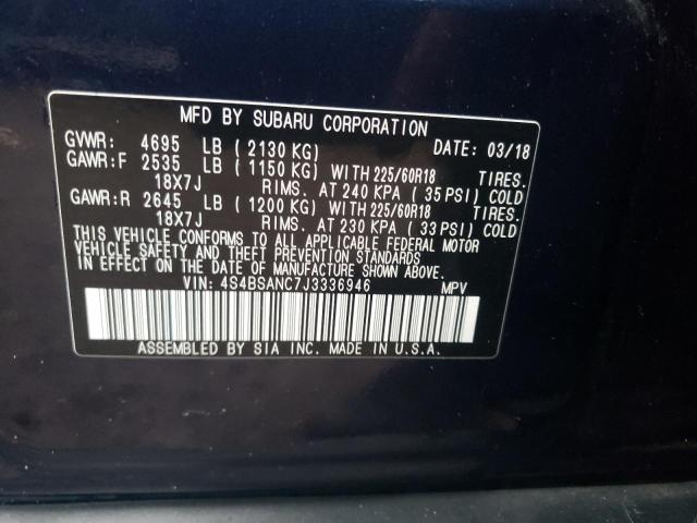 Photo 11 VIN: 4S4BSANC7J3336946 - SUBARU OUTBACK 