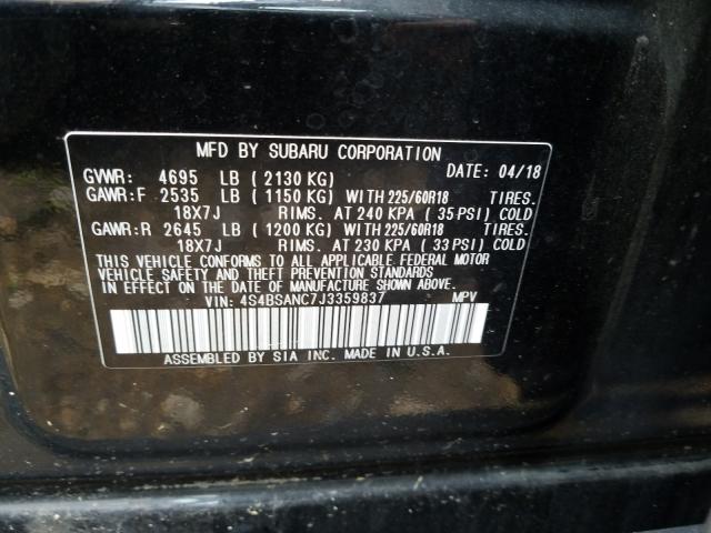 Photo 9 VIN: 4S4BSANC7J3359837 - SUBARU OUTBACK 2. 