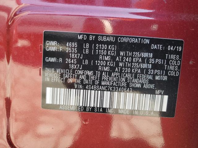 Photo 13 VIN: 4S4BSANC7K3340643 - SUBARU OUTBACK 