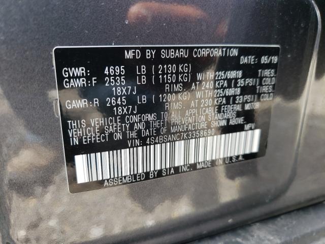 Photo 9 VIN: 4S4BSANC7K3358690 - SUBARU OUTBACK 2. 