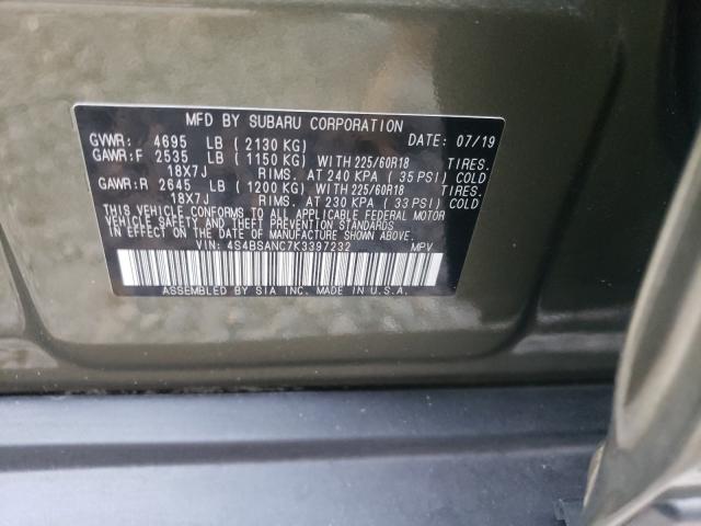 Photo 9 VIN: 4S4BSANC7K3397232 - SUBARU OUTBACK 2. 