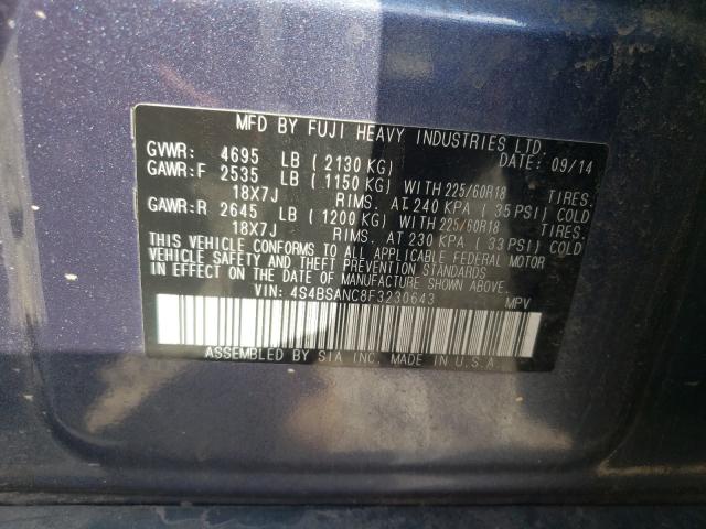 Photo 9 VIN: 4S4BSANC8F3230643 - SUBARU OUTBACK 