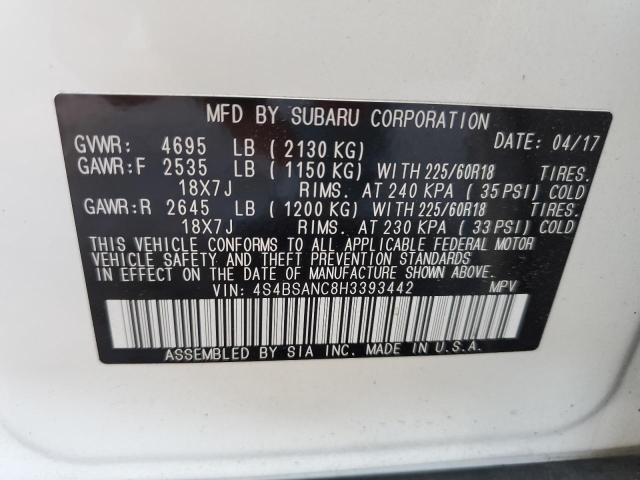 Photo 12 VIN: 4S4BSANC8H3393442 - SUBARU OUTBACK 2. 