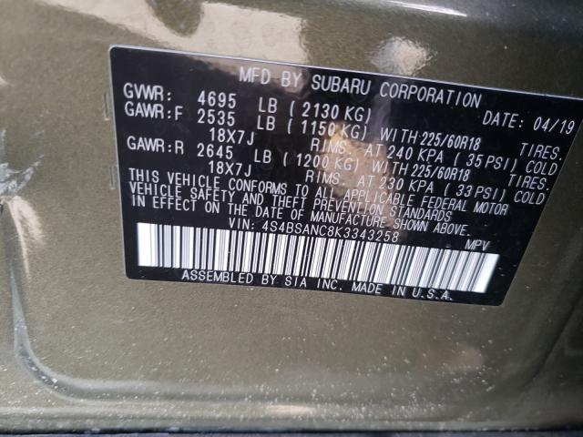 Photo 9 VIN: 4S4BSANC8K3343258 - SUBARU OUTBACK 