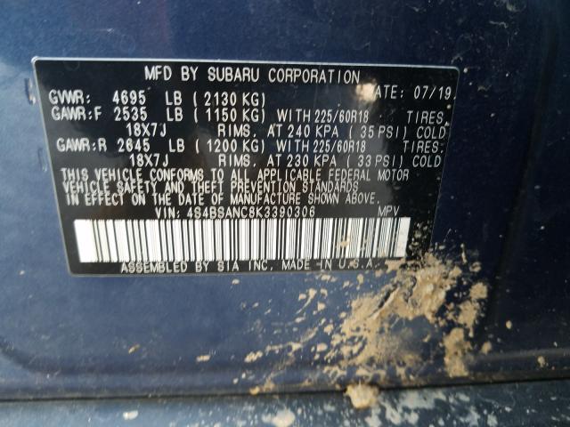 Photo 9 VIN: 4S4BSANC8K3390306 - SUBARU OUTBACK 