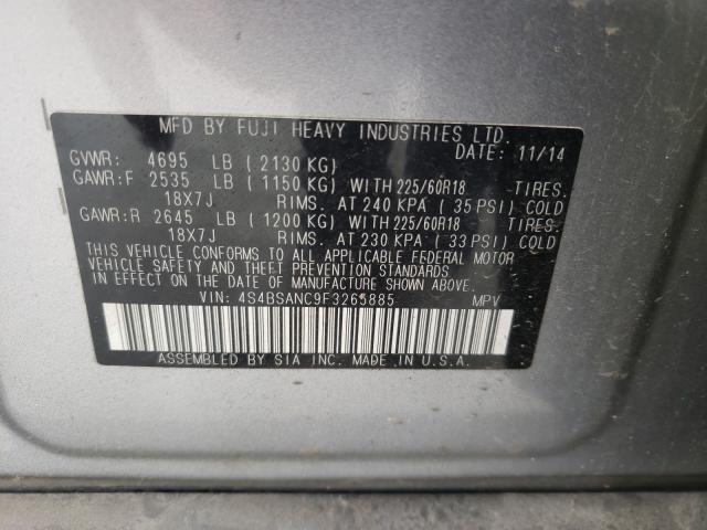 Photo 9 VIN: 4S4BSANC9F3265885 - SUBARU OUTBACK 2. 