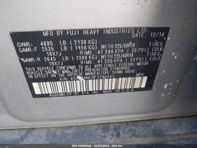 Photo 8 VIN: 4S4BSANC9F3278443 - SUBARU OUTBACK 