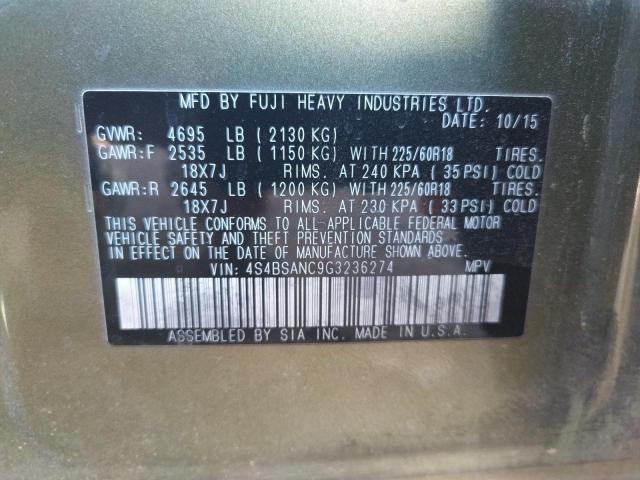 Photo 12 VIN: 4S4BSANC9G3236274 - SUBARU OUTBACK 2. 