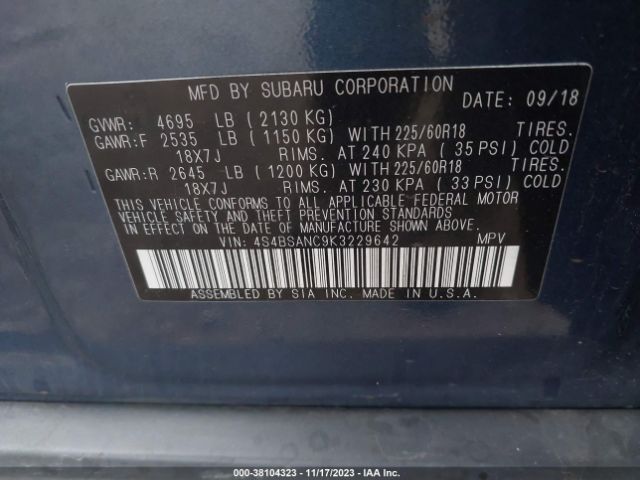 Photo 8 VIN: 4S4BSANC9K3229642 - SUBARU OUTBACK 