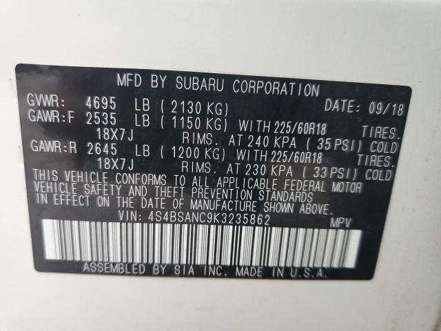 Photo 11 VIN: 4S4BSANC9K3235862 - SUBARU OUTBACK 