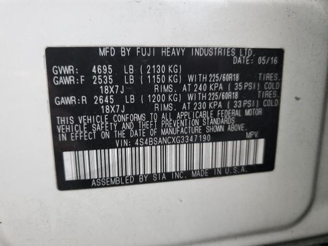 Photo 12 VIN: 4S4BSANCXG3347190 - SUBARU OUTBACK 2. 