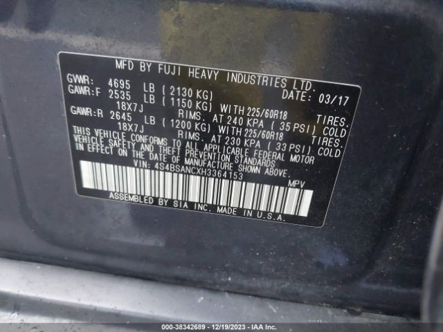 Photo 8 VIN: 4S4BSANCXH3364153 - SUBARU OUTBACK 