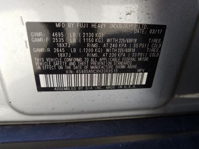 Photo 9 VIN: 4S4BSANCXH3369515 - SUBARU OUTBACK 2. 