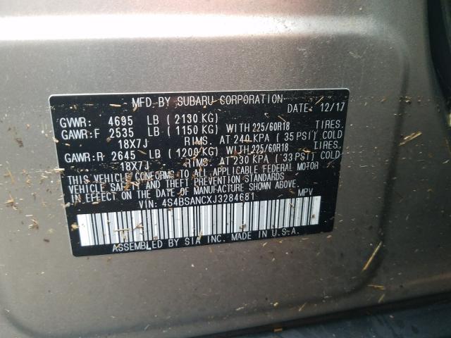 Photo 9 VIN: 4S4BSANCXJ3284681 - SUBARU OUTBACK 2. 