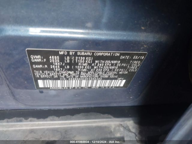 Photo 8 VIN: 4S4BSANCXK3366489 - SUBARU OUTBACK 