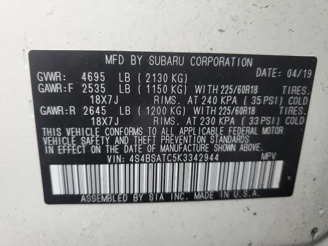 Photo 12 VIN: 4S4BSATC5K3342944 - SUBARU OUTBACK TO 