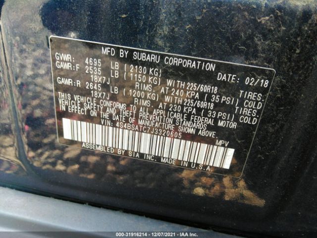 Photo 8 VIN: 4S4BSATC7J3320605 - SUBARU OUTBACK 