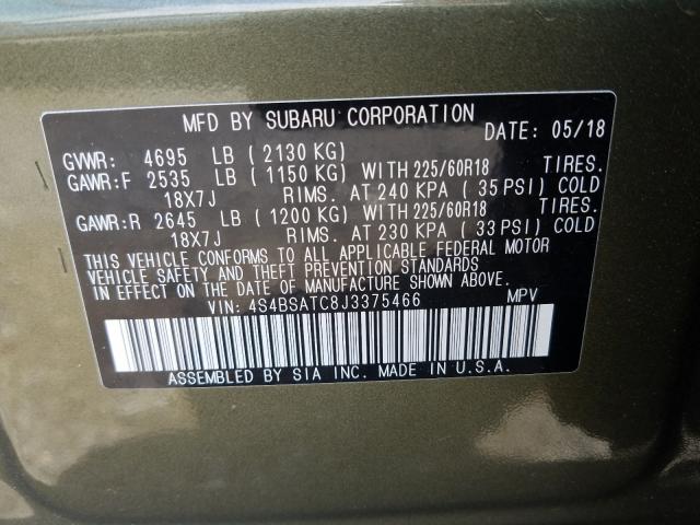 Photo 9 VIN: 4S4BSATC8J3375466 - SUBARU OUTBACK TO 