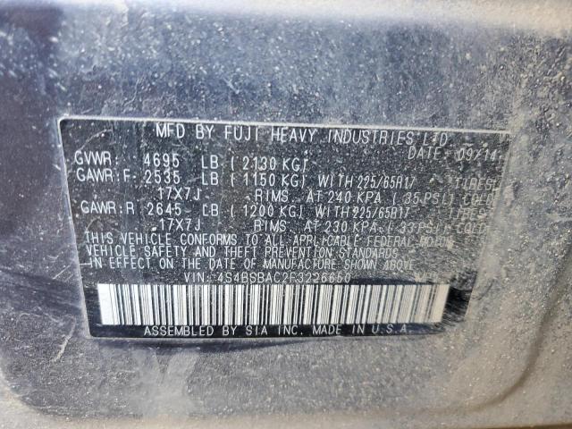 Photo 12 VIN: 4S4BSBAC2F3226650 - SUBARU OUTBACK 2. 