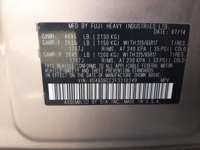 Photo 12 VIN: 4S4BSBCC2F3210249 - SUBARU OUTBACK 