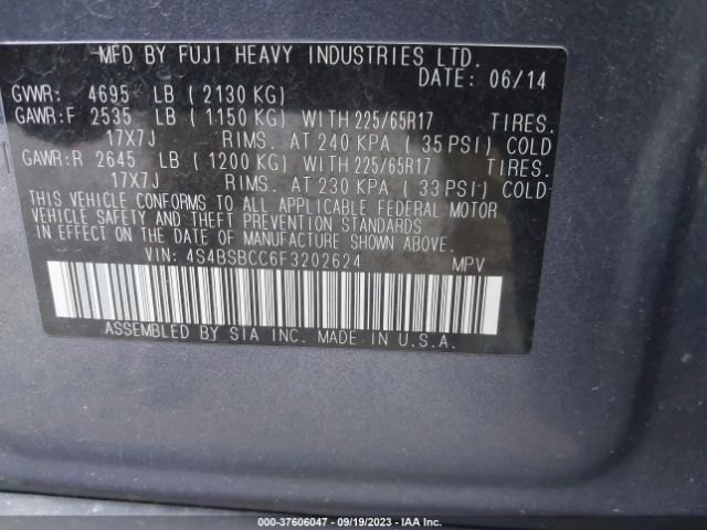 Photo 8 VIN: 4S4BSBCC6F3202624 - SUBARU OUTBACK 