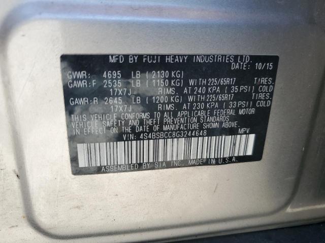 Photo 12 VIN: 4S4BSBCC8G3244648 - SUBARU OUTBACK 