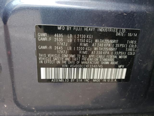 Photo 9 VIN: 4S4BSBCCXF3240745 - SUBARU OUTBACK 