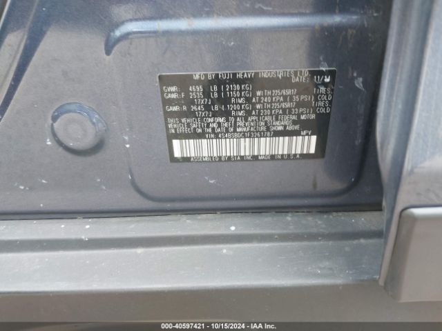 Photo 8 VIN: 4S4BSBDC1F3261787 - SUBARU OUTBACK 