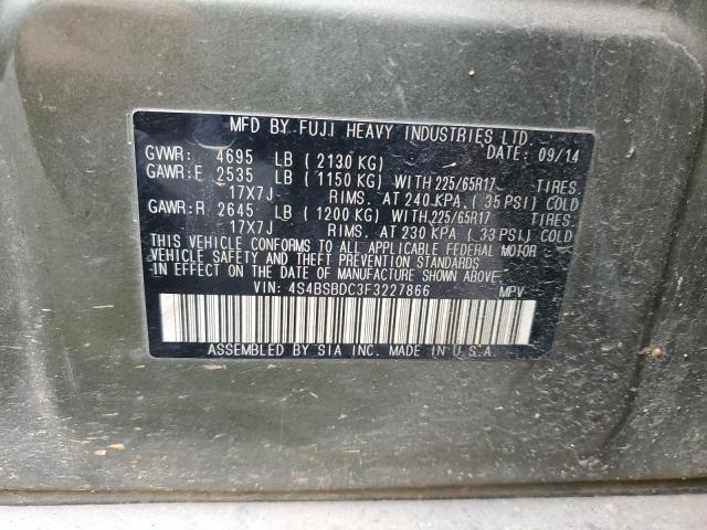 Photo 11 VIN: 4S4BSBDC3F3227866 - SUBARU OUTBACK 