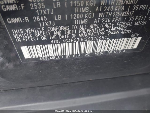 Photo 8 VIN: 4S4BSBDC3G3209515 - SUBARU OUTBACK 