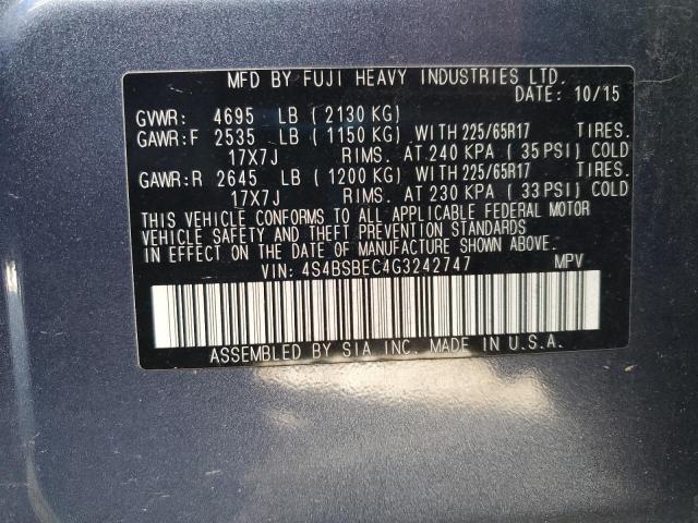 Photo 11 VIN: 4S4BSBEC4G3242747 - SUBARU OUTBACK 2. 