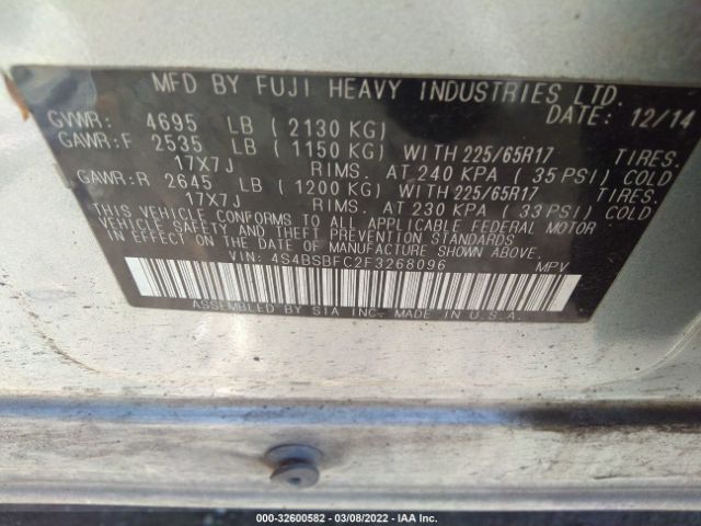 Photo 8 VIN: 4S4BSBFC2F3268096 - SUBARU OUTBACK 