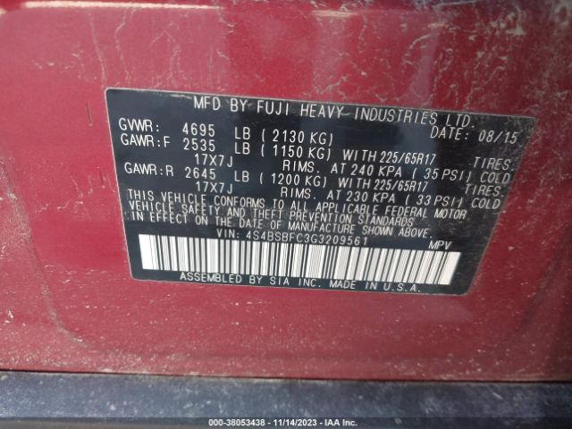 Photo 8 VIN: 4S4BSBFC3G3209561 - SUBARU OUTBACK 