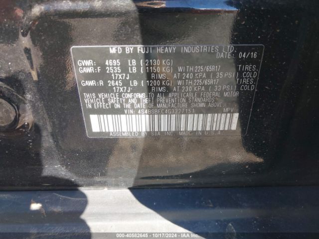 Photo 8 VIN: 4S4BSBFC4G3327151 - SUBARU OUTBACK 