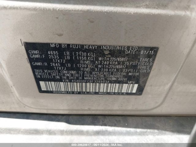 Photo 8 VIN: 4S4BSBFC8F3289034 - SUBARU OUTBACK 