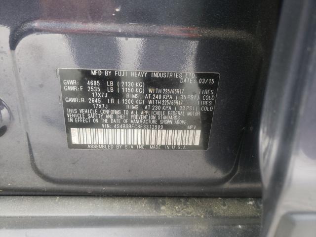 Photo 9 VIN: 4S4BSBFC8F3312909 - SUBARU OUTBACK 2. 