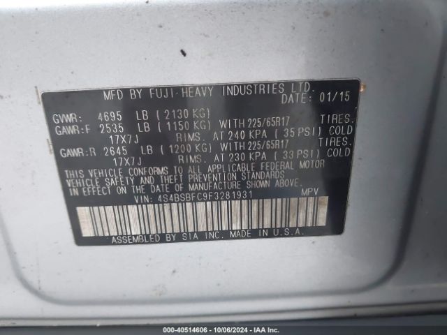 Photo 8 VIN: 4S4BSBFC9F3281931 - SUBARU OUTBACK 