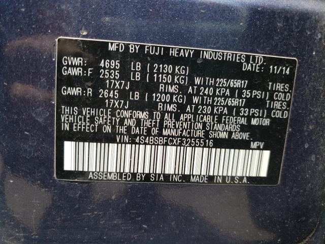 Photo 9 VIN: 4S4BSBFCXF3255516 - SUBARU OUTBACK 2. 