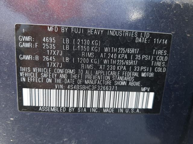 Photo 9 VIN: 4S4BSBHC3F3266371 - SUBARU OUTBACK 2. 