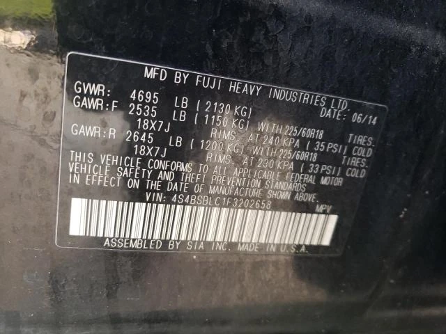 Photo 11 VIN: 4S4BSBLC1F3202658 - SUBARU OUTBACK 2. 