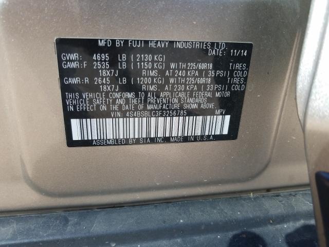 Photo 9 VIN: 4S4BSBLC3F3256785 - SUBARU OUTBACK 