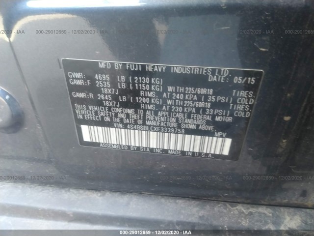 Photo 8 VIN: 4S4BSBLCXF3339758 - SUBARU OUTBACK 