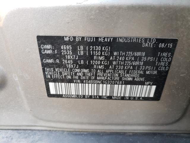 Photo 9 VIN: 4S4BSBNC1G3207681 - SUBARU OUTBACK 